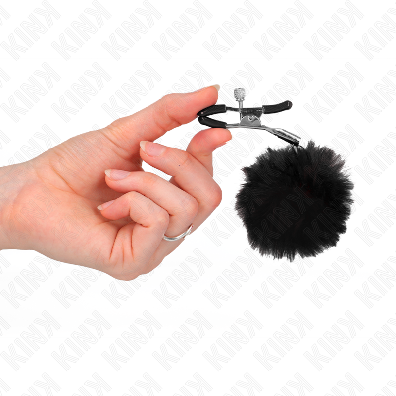 Kink – Kunstfellball-Nippelklammer Schwarz 6 Cm