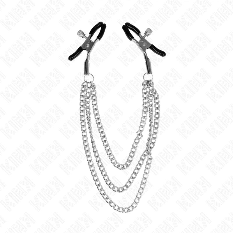 Kink Nippelklemmen mit 3 Ketten Silber 20/23/28 CM