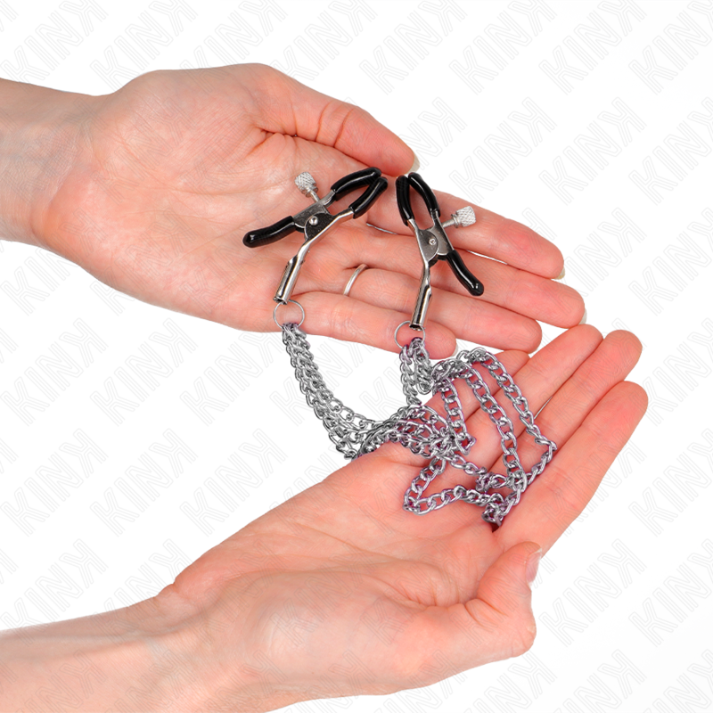 Kink Nippelklemmen mit 3 Ketten Silber 20/23/28 CM