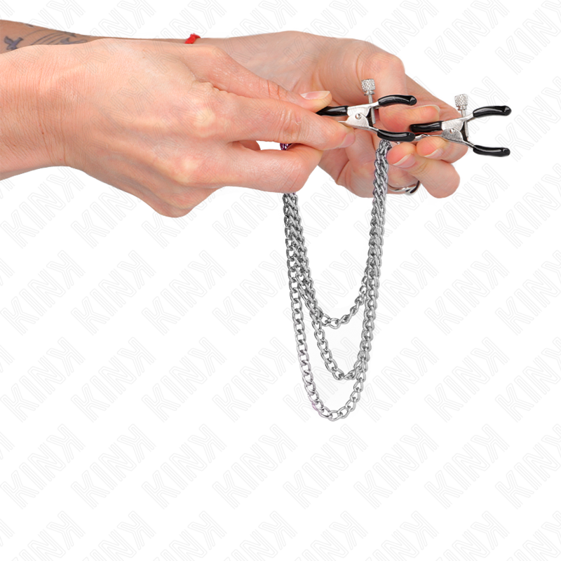 Kink Nippelklemmen mit 3 Ketten Silber 20/23/28 CM