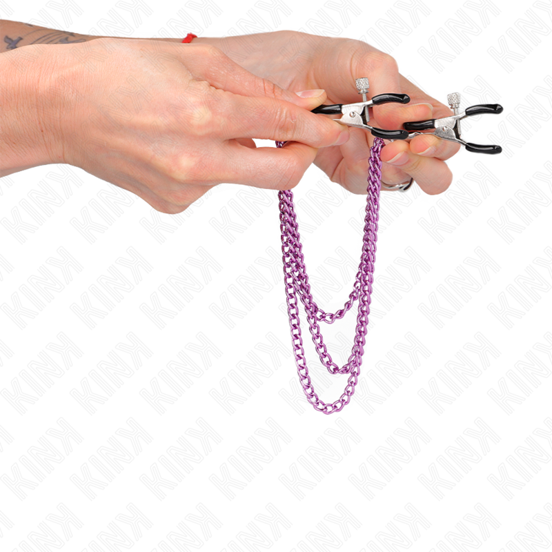 Kink – Nippelklemmen mit 3 Ketten Lila 20/23/28 Cm