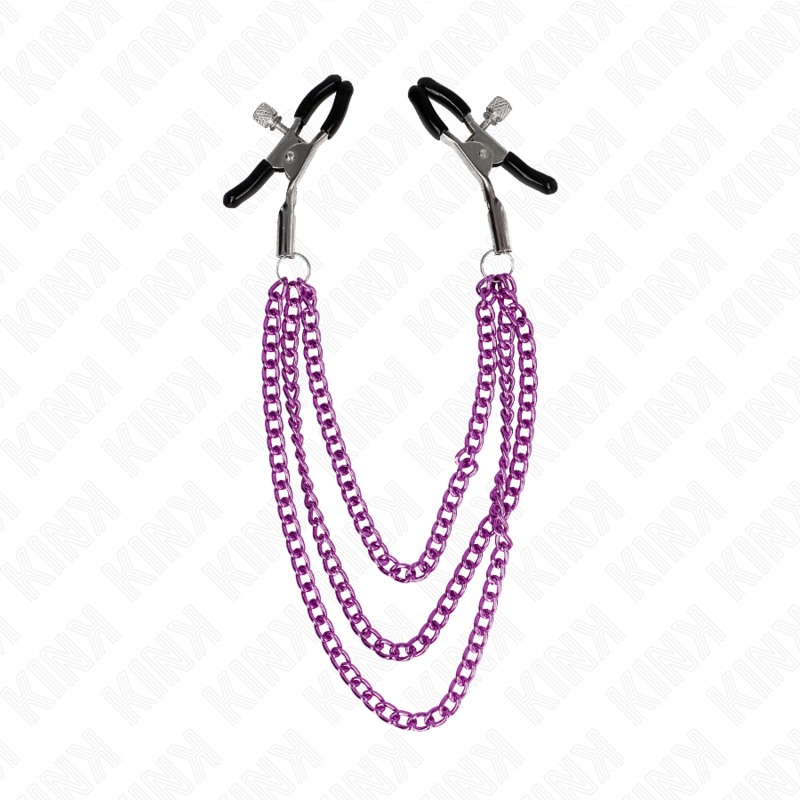 Kink – Nippelklemmen mit 3 Ketten Lila 20/23/28 Cm