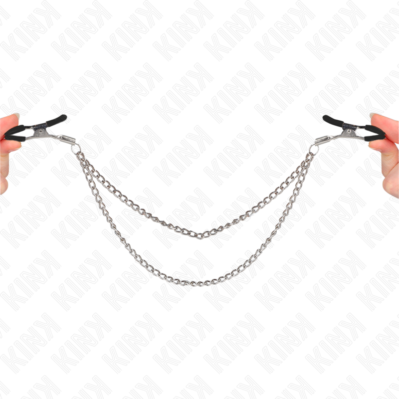Kink – Nippelklemmen mit 2 Dicken Ketten Silber 20/23 Cm