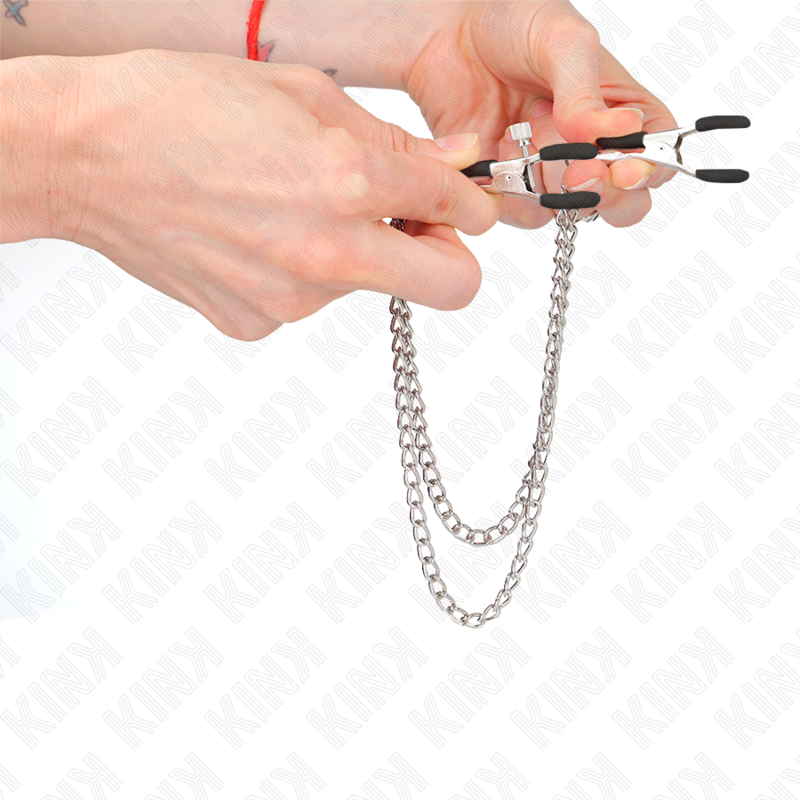 Kink – Nippelklemmen mit 2 Dicken Ketten Silber 20/23 Cm