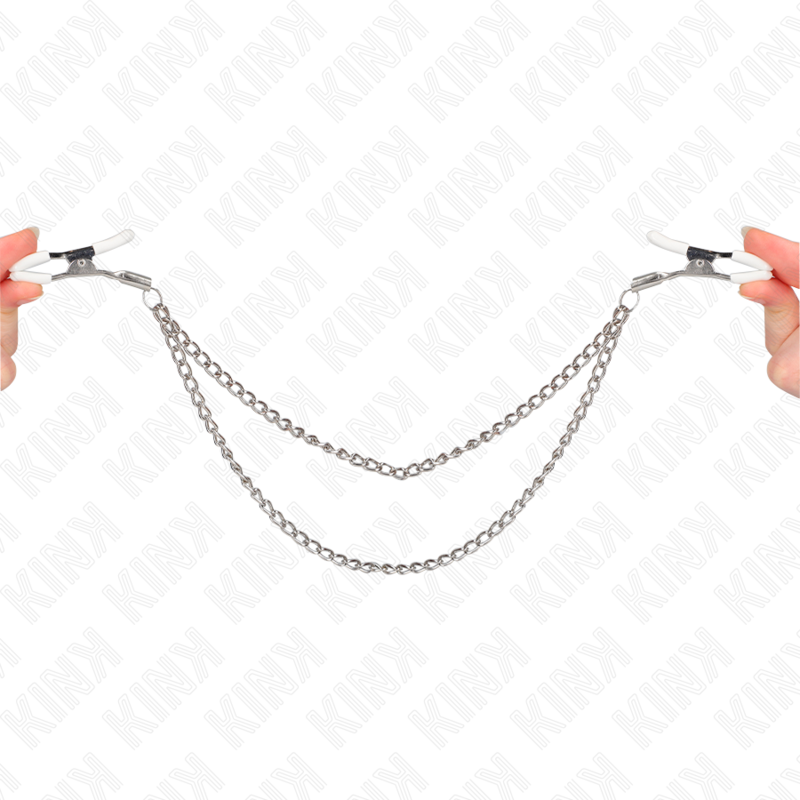 Kink – Nippelklemmen mit 2 Dünnen Ketten Silber 20/23 Cm