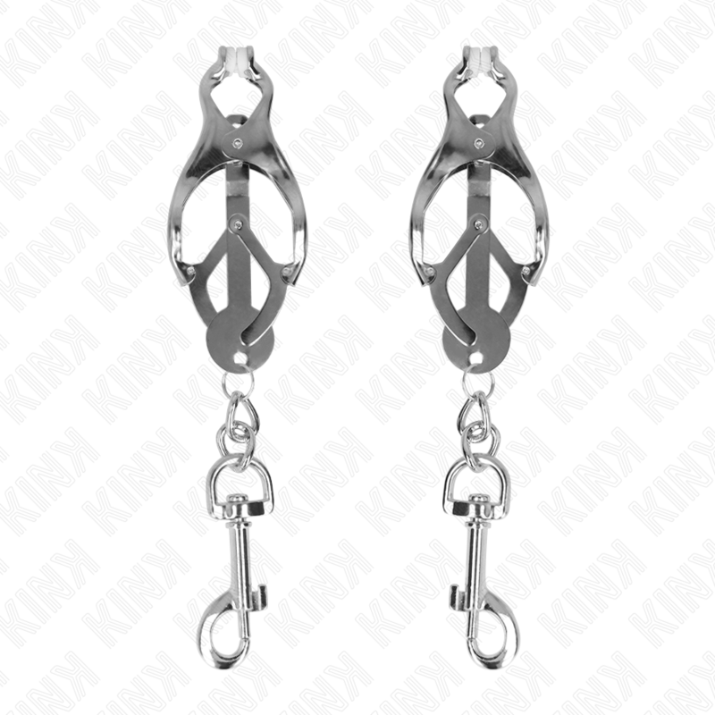 Kink – Japanische Kleeblatt-Nippelklammern mit Haken Silber