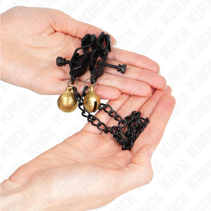 Kink – Flache Kette Nippelklemmen und Glocke Silber 30 Cm