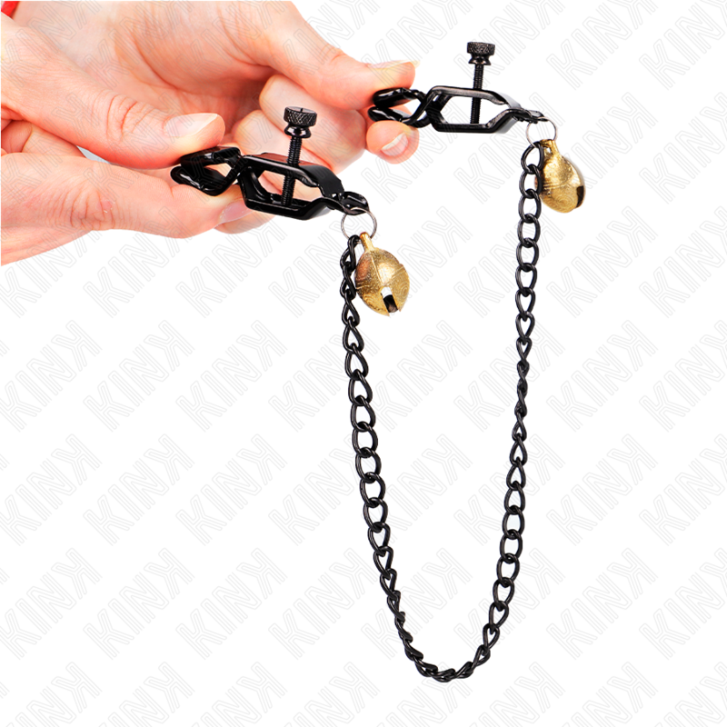 Kink – Flache Kette Nippelklemmen und Glocke Silber 30 Cm
