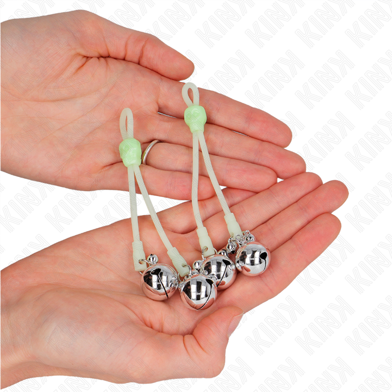 Kink – Leuchtende Totenkopf-Nippelklammern mit Ringglöckchen Verste...