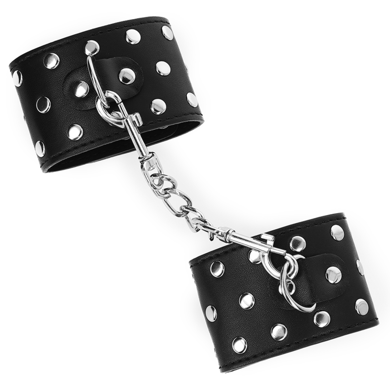 Kink – Handgelenkfesseln mit Druckverschluss Voller Nieten Schwarz...