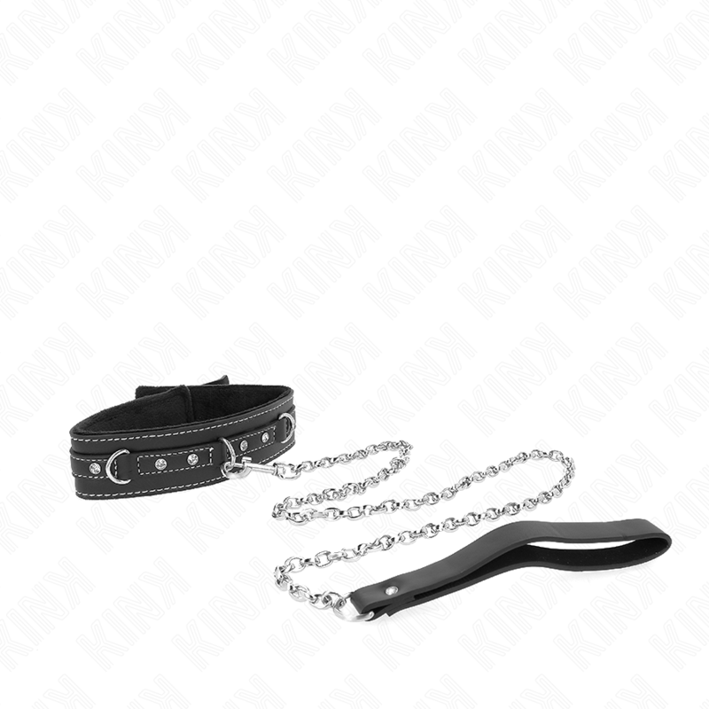 Kink – Pvc Leder Halskette mit Gürtel 105 Cm Strass Niete 41,5 x 4 Cm