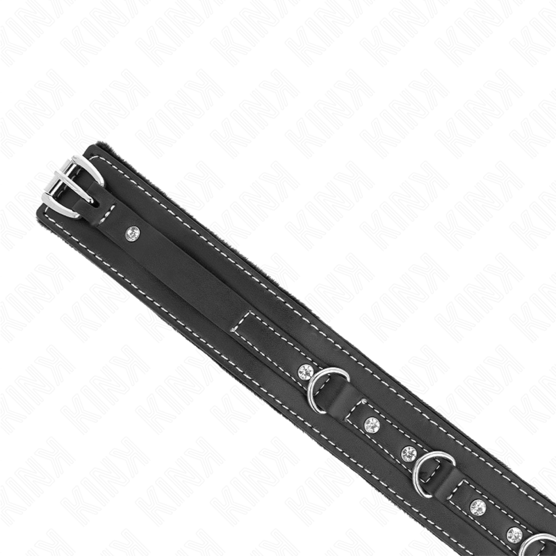 Kink – Pvc Leder Halskette mit Gürtel 105 Cm Strass Niete 41,5 x 4 Cm