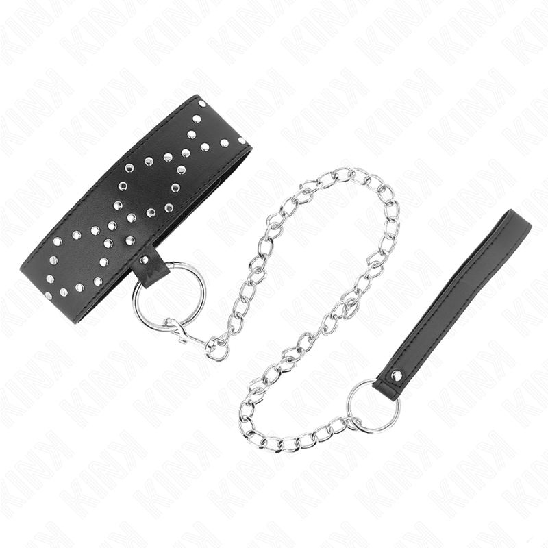 Kink – Halskette 65 Cm mit Leine mit Silbernen Nieten Modell 3 Vers...