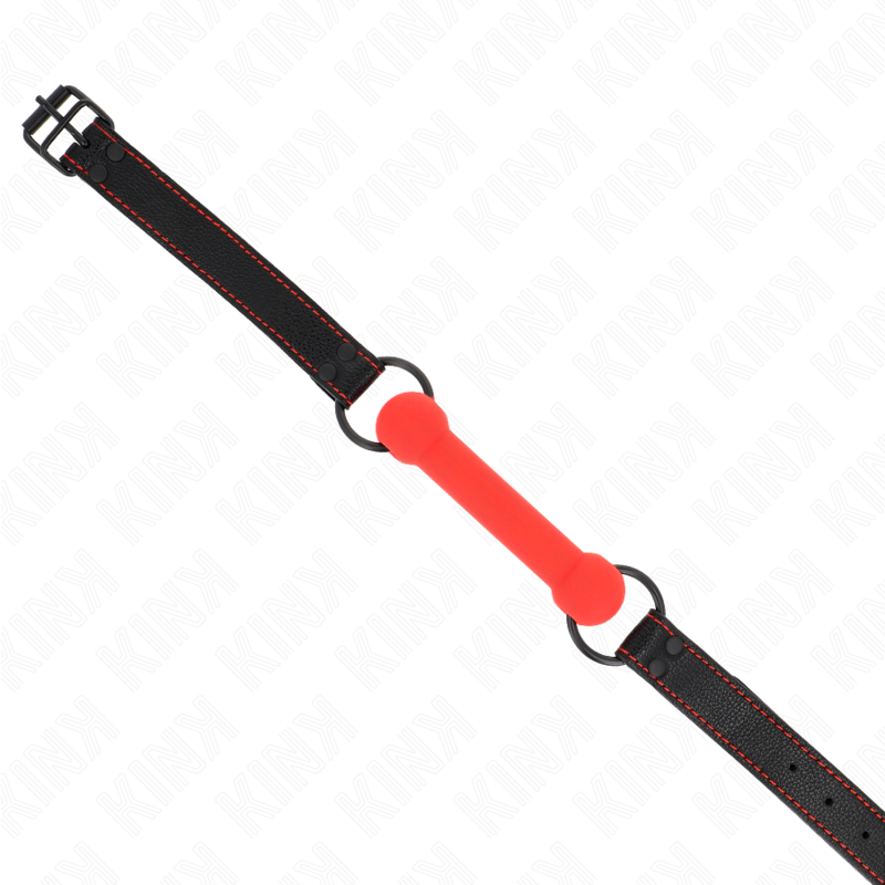 Kink – Knochengag mit Kunstlederband Rot Verstellbar 41-57 Cm