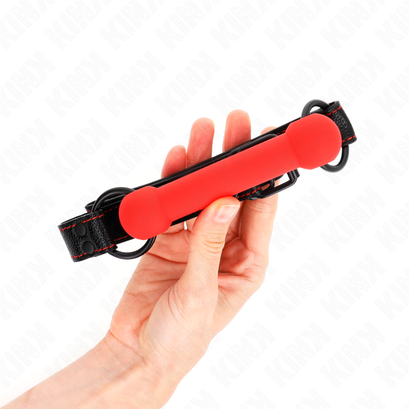 Kink – Knochengag mit Kunstlederband Rot Verstellbar 41-57 Cm