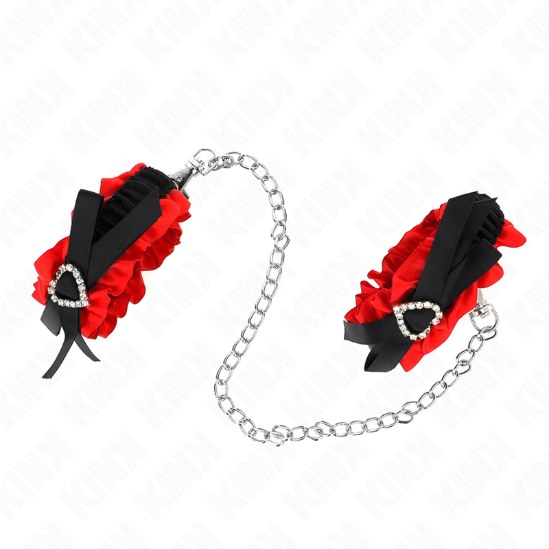 Kink – Elastische Handgelenksfesseln aus Spitze mit Roten Herzdetai...