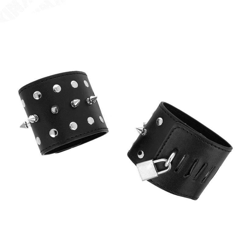 Kink – Punk Handgelenkfesseln mit Spikes 25 x 6 Cm