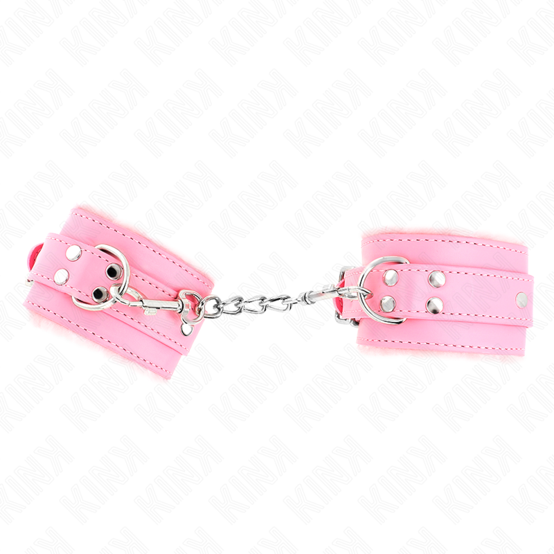Kink – Pelzgefütterte Handgelenkfesseln Rosa mit Rosa Gürtel Verste...
