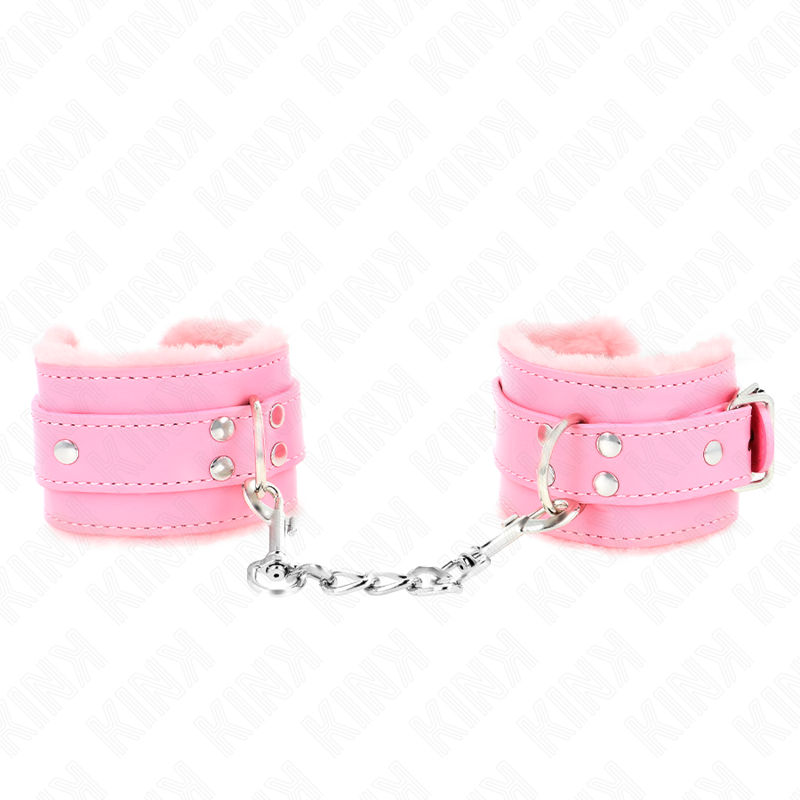 Kink – Pelzgefütterte Handgelenkfesseln Rosa mit Rosa Gürtel Verste...