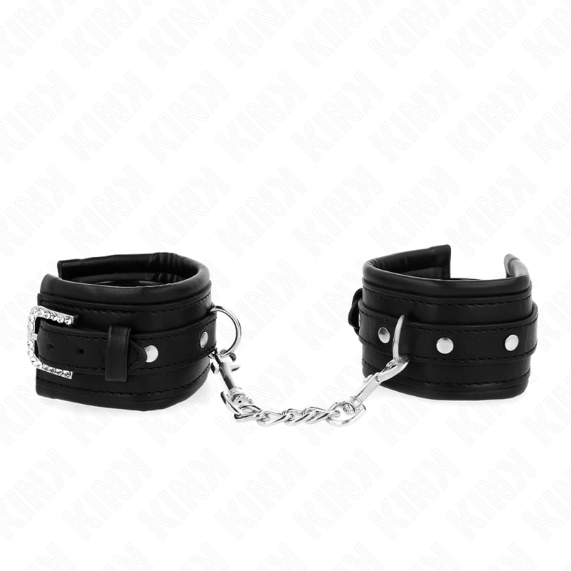 Kink – Handgelenkfesseln mit Strass-Schnalle, Schwarz, Verstellbar...