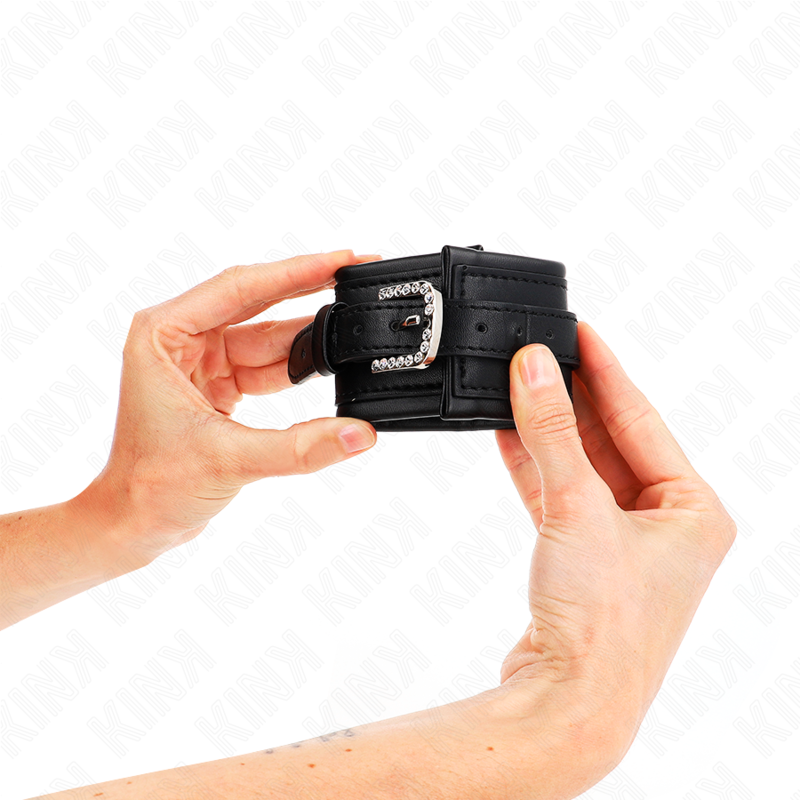 Kink – Handgelenkfesseln mit Strass-Schnalle, Schwarz, Verstellbar...