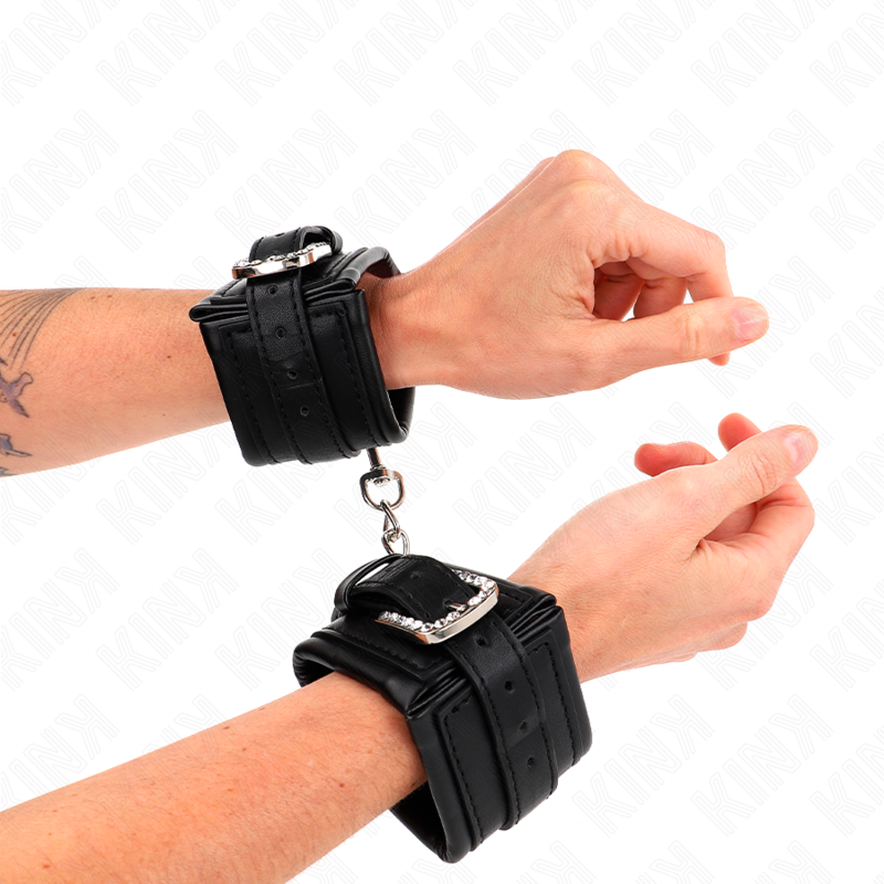 Kink – Handgelenkfesseln mit Strass-Schnalle, Schwarz, Verstellbar...