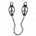 Kink – Japanische Kleeblatt-Nippelklammern mit Kette Schwarz 30 Cm