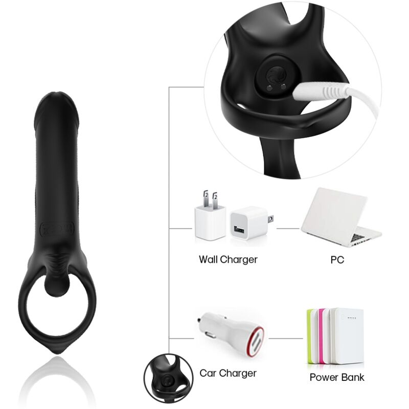 Armony Dildo mit Ring & Vibrator Schwarz