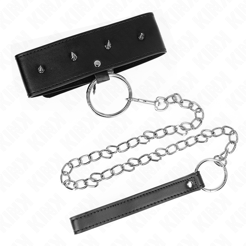 Kink – Halskette 65 Cm mit Leine mit Silbernen Nieten Modell 2 Vers...
