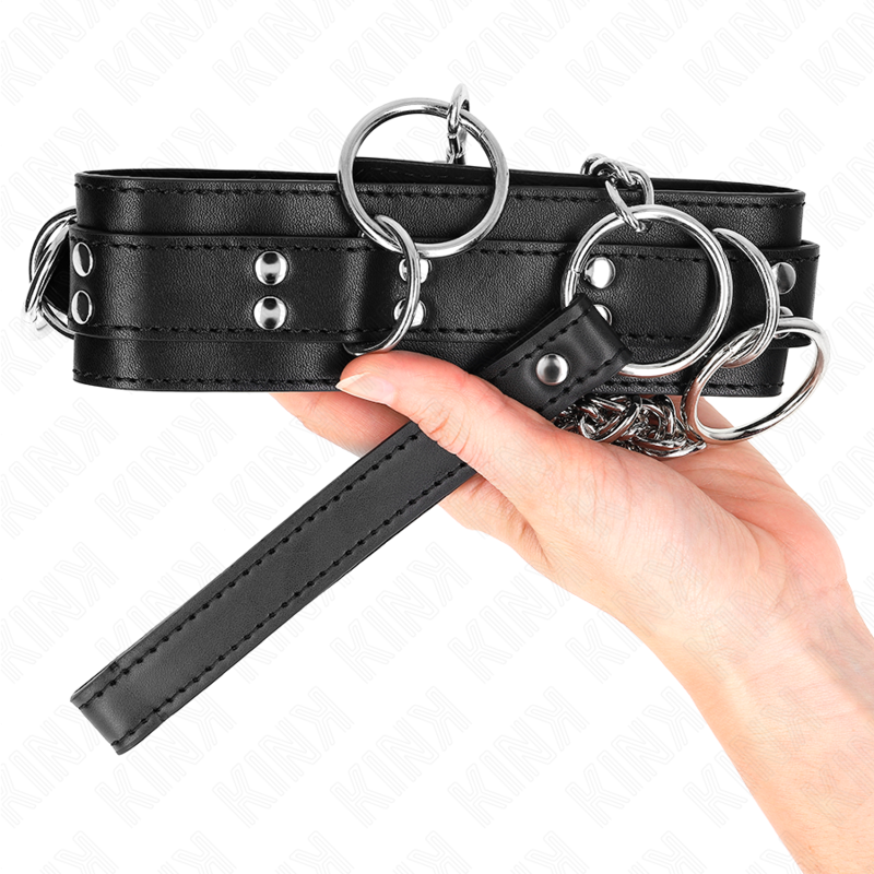 Kink – 3-Ring-Sklaverei-Halskette mit Band 80 Cm 53 x 5 Cm