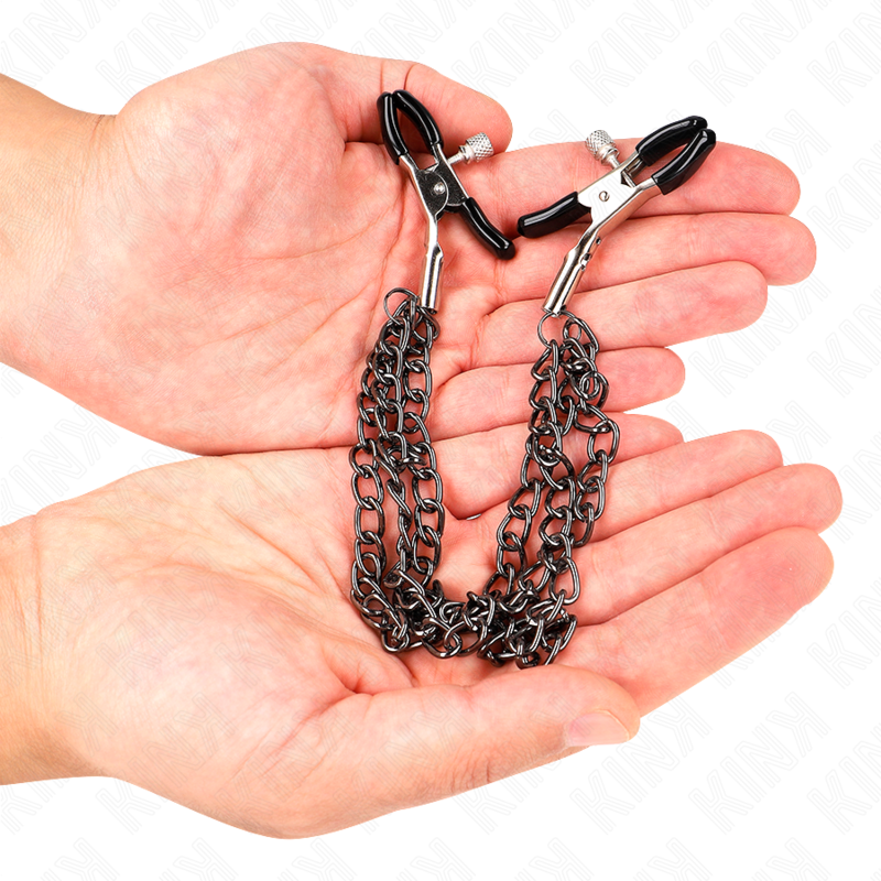 Kink – Nippelklemmen mit 3 Ketten Schwarz 20/23/28 Cm