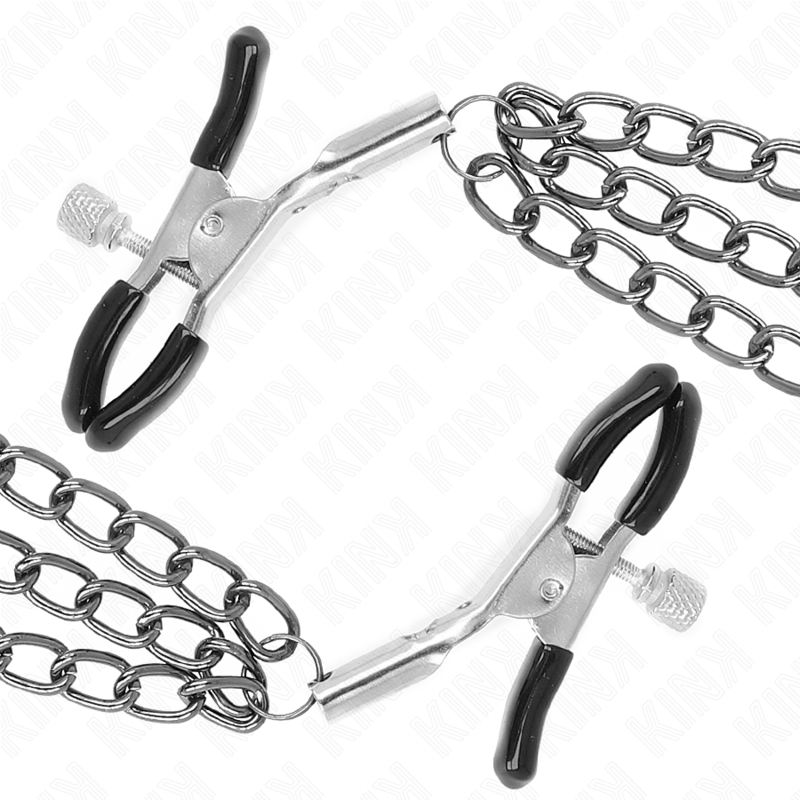 Kink – Nippelklemmen mit 3 Ketten Schwarz 20/23/28 Cm