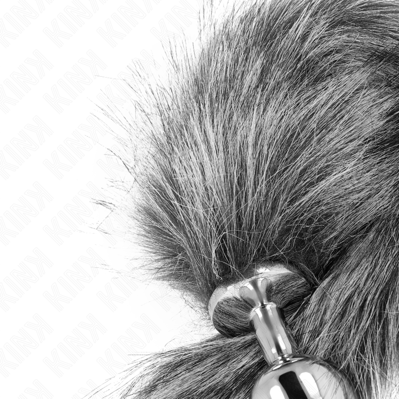 Kink – Anal Plug Grösse M 8 x 3,5 Cm mit Kunststoffschwanz 40 Cm Grau