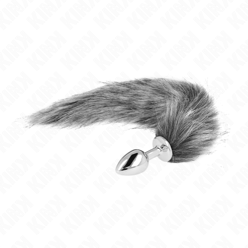 Kink – Anal Plug Grösse S 7 x 3 Cm mit Kunststoffschwanz 40 Cm Grau