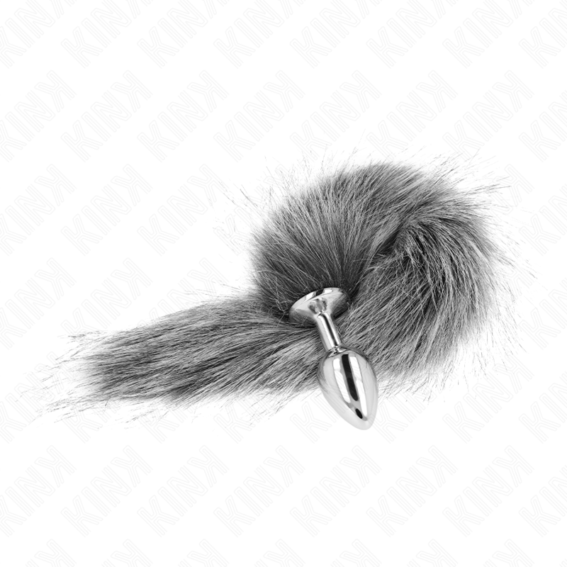 Kink – Anal Plug Grösse S 7 x 3 Cm mit Kunststoffschwanz 40 Cm Grau