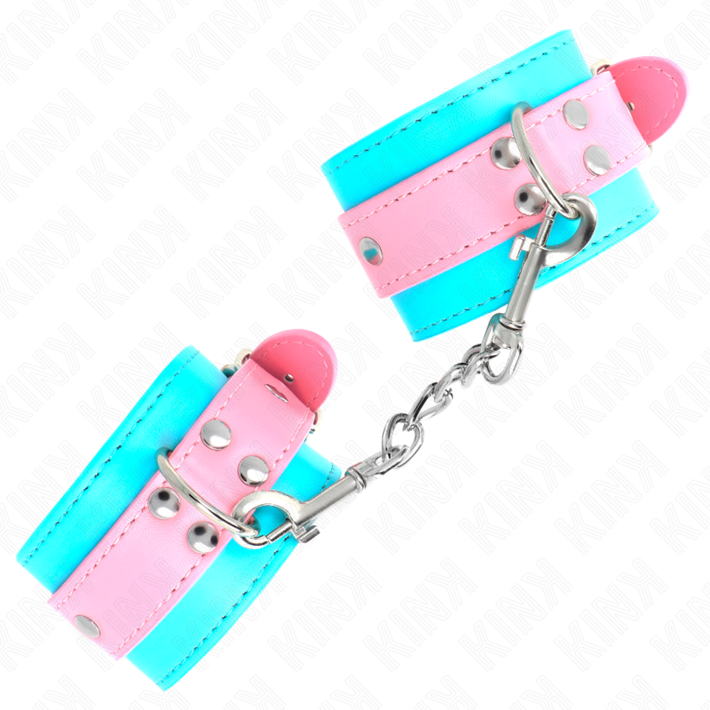 Kink – SÜßE Handgelenkfesseln Blau/rosa Verstellbar 16-28 Cm x 5 Cm