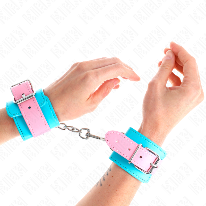 Kink – SÜßE Handgelenkfesseln Blau/rosa Verstellbar 16-28 Cm x 5 Cm