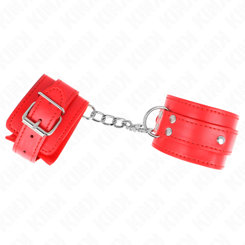 Kink – 3 D-Ring Handgelenkfesseln Verstellbar Rot 17,5-25 Cm x 6 Cm