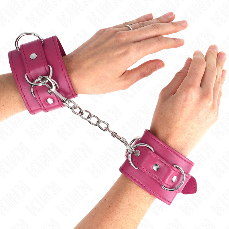 Kink – 3 D-Ring Handgelenkfesseln Verstellbar Rosa 17,5-25 Cm x 6 Cm