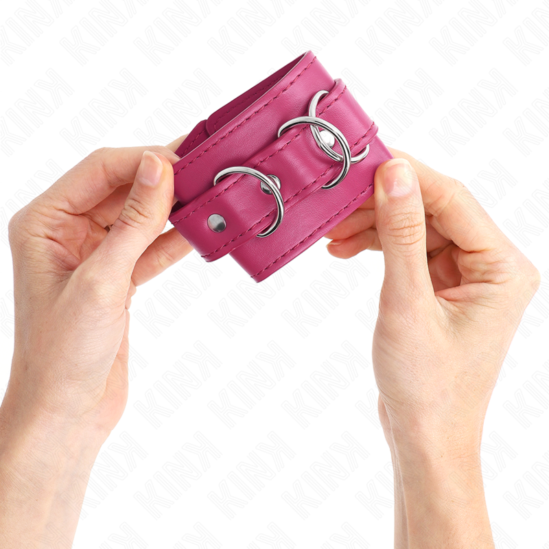 Kink – 3 D-Ring Handgelenkfesseln Verstellbar Rosa 17,5-25 Cm x 6 Cm