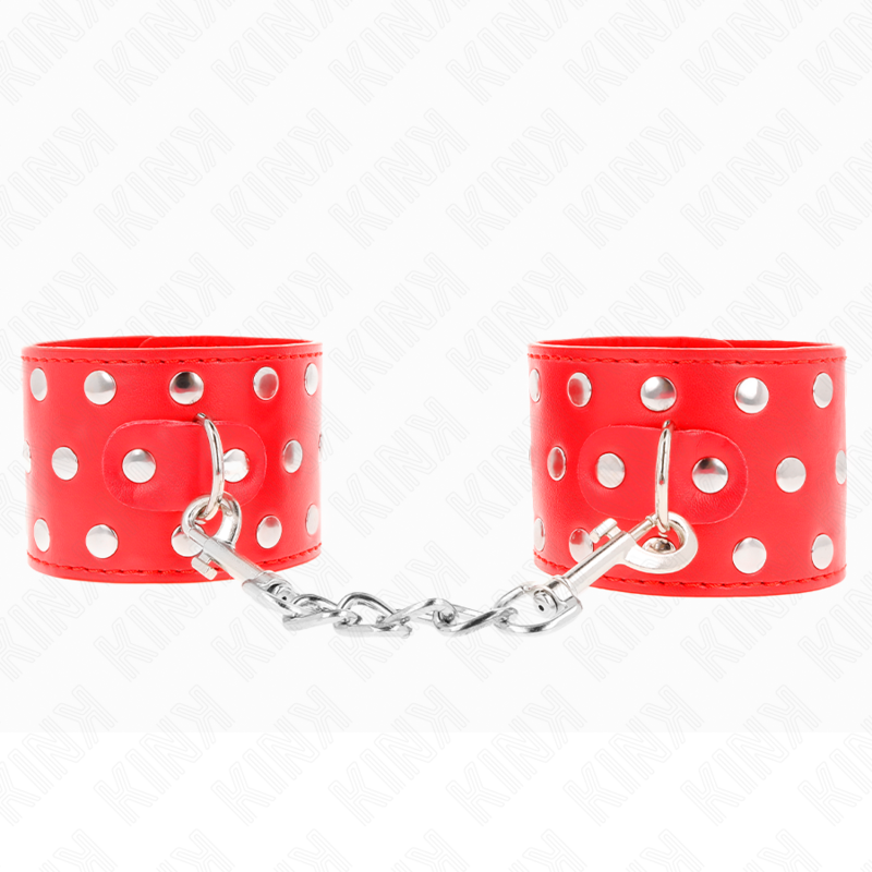 Kink – Handgelenkfesseln mit Druckverschluss Voller Nieten Rot Vers...