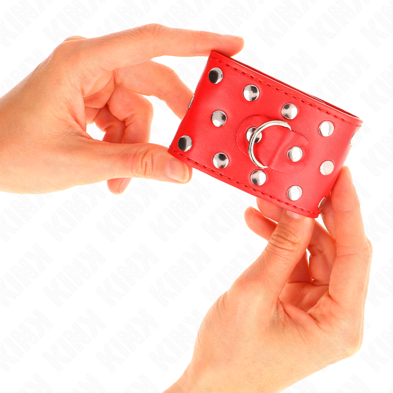 Kink – Handgelenkfesseln mit Druckverschluss Voller Nieten Rot Vers...