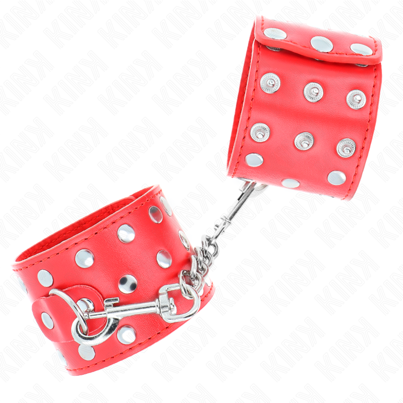 Kink – Handgelenkfesseln mit Druckverschluss Voller Nieten Rot Vers...