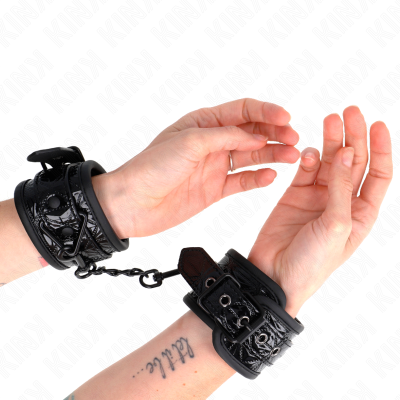 Kink – Handgelenkfesseln mit Rautenmuster, Schwarz, Verstellbar, 17...