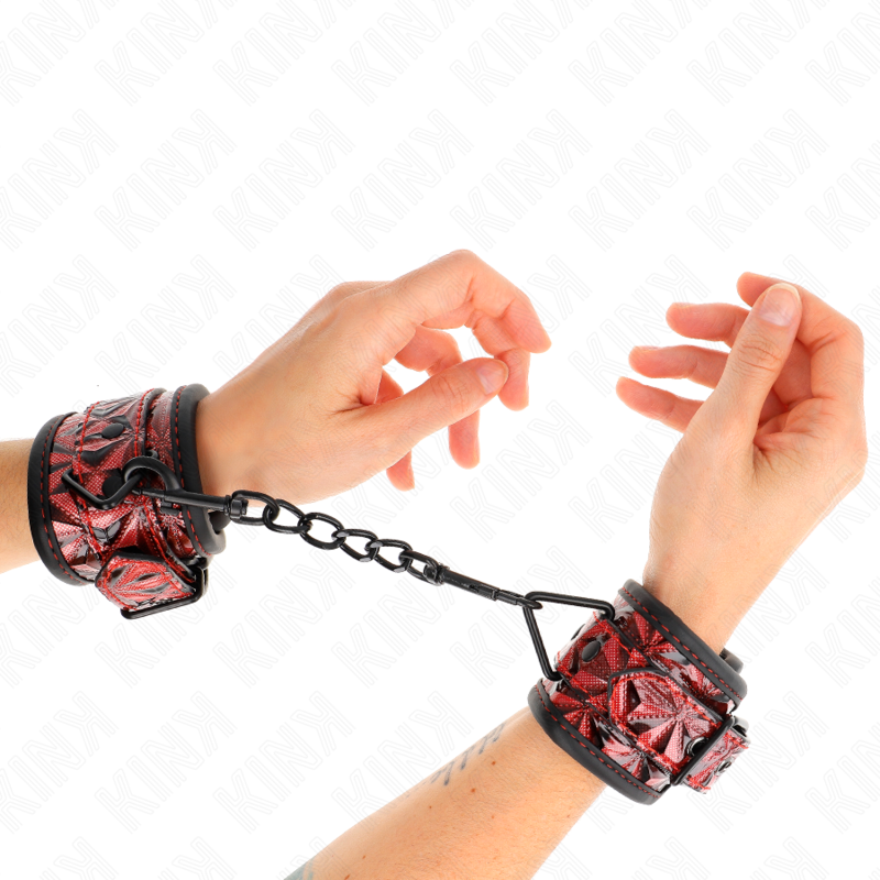Kink – Handgelenkfesseln mit Rautenmuster, Dunkelrot, Verstellbar 1...