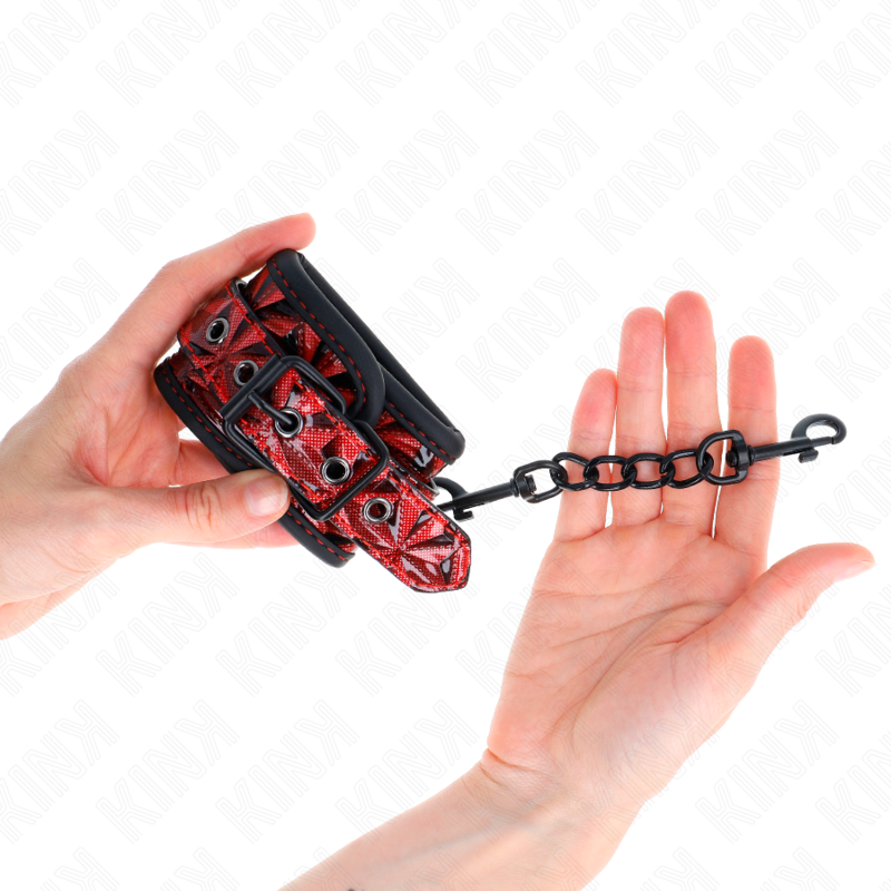 Kink – Handgelenkfesseln mit Rautenmuster, Dunkelrot, Verstellbar 1...