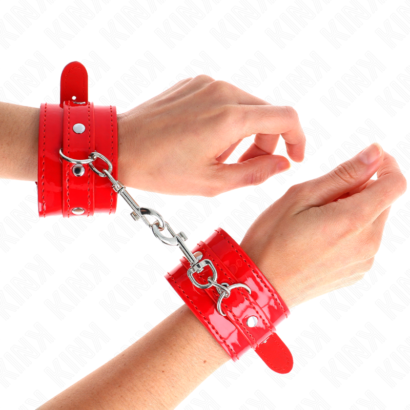 Kink – Glänzende Handmanschetten Rot Verstellbar 23-33 Cm