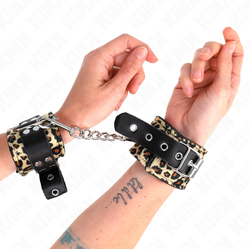 Kink Leopard Handgelenkfessel aus Echtleder, Verstellbar 18-29