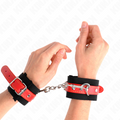 Kink – Nylon Handgelenkfesseln Schwarz mit Kunstleder Rot Verstellb...