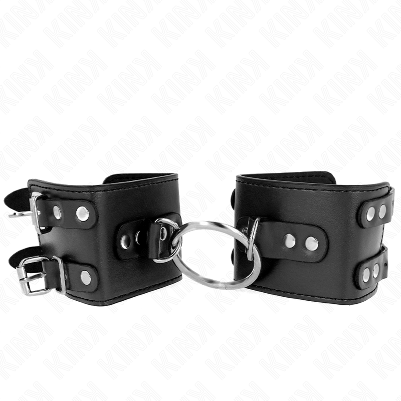 Kink – Feste Handgelenkfesseln mit Ring und Nieten Verstellbar Schw...